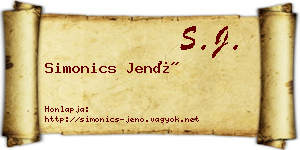 Simonics Jenő névjegykártya